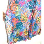 Kona Sol Leaf Print Multicolor Smocked Waist Side Slit Flowy Beach Pants Boho M Photo 3