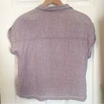Rachel Zoe  100% Linen Light Purple Short Sleeve Button Up Shirt Blouse Sz Medium Photo 3