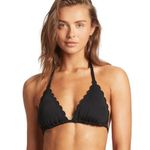 South Beach  Women's Black Scalloped Bikini Halter Top Sz 8 Photo 0