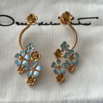 Oscar de la Renta  Gold and Light Blue Floral Earrings Photo 7