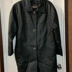 KC Collections Black Leather Button Front Jacket size Small Photo 0
