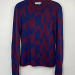 Hugo Boss Boss Geometric Sweater Lightweight Crewneck Long Sleeve Maroon Blue M Photo 0