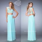 La Femme NWT NEW  exclusive 22110 bright pink two piece lace prom dress Photo 2