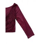 American Eagle Outfitters Women's Shirt Top Large Burgundy Maroon Lace Crop Photo 4