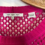 eight eight eight NWT Open Weave Pink Sweater Crochet Long Sleeve Sz Large Photo 8