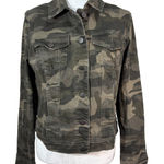 D Jeans Women's Camouflage Denim Jacket Trucker Streetwear Casual Utility Sz M Green Size M Photo 0