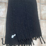 American Eagle NWT  black brown speckled oversized winter scarf, fringe, warm Photo 0