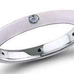 Boutique NEW Women's White Ceramic Pave Diamond Sterling Silver‎ Band Ring, Size 10 Photo 0