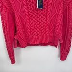 Polo Ralph Lauren Preppy Cropped Cable Knit Sweater Tie Sides Pink Size S NEW Photo 2
