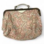 Vintage 50's 1950' paisley tapestry handbag metal frame top handle Saks Fifth Pink Photo 0