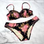 Betsey Johnson  Vintage Floral 2 Piece Bikini Balconette Bra Top Hipster Bottom Photo 0