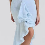 House Of CB NWOT  Gabbi Blue Ice water Ruffle Mesh High-Low Cocktail Dress sz M Photo 0