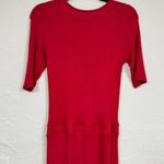 Bordeaux  Red Half Sleeve Bodycon Midi Dress Women’s M Stretch Casual Summer Photo 7