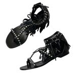Saint Laurent Women’s Nu Pieds Fringe & Studded Sandals size 36 Black Photo 0