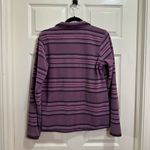 Duluth Trading Co long sleeve snap neck fleece pullover purple stripe size small Photo 3
