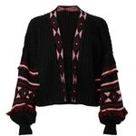 Sachin + Babi Landon Knit Cardigan in Black Burgundy Peony Photo 10