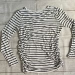 Motherhood  Maternity Black and White Striped Long Sleeve V-neck Tee Photo 6