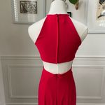 Sherri Hill Vintage 90s Halter Red Formal Gown 00 XXS Photo 3