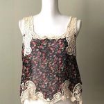 CRYSTAL K | Sheer Floral Crochet Lace Tank Top Size L Photo 0