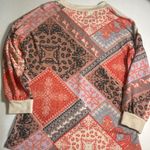 White Birch Women Patchwork Bandanna Horse Print Henley Top Oversized Size Small Photo 8