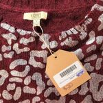 Kori America NWT Burgundy Foil Leopard Print Sweater Women's Medium CrewNeck Photo 2