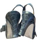 ANYI LU Shoes Womens Size 40.5 Patent Leather‎ Peep Toe Slingback Heels Italy Black Photo 8