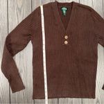Ralph Lauren Lauren  Ribbed Knit V Neck Y2K Sweater Chocolate Brown Size Large Photo 5
