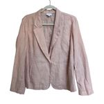 J.Jill Love Linen Blazer Jacket Single Button Unlined‎ Summer Size Large Petite Pink Photo 0