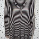 American Eagle  Outfitters Striped Henley Dress Long Sleeve V Neck Ribbed M Photo 0