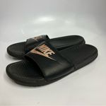 Nike  Benassi slides black with pink writing‎ women’s size 10 casual athleisure Photo 2
