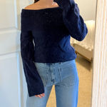 off the shoulder sweater Blue Photo 0