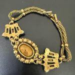 Vintage Unsigned Art Deco Blue Rhinestone Aquamarine Center Rope Chain Bracelet Photo 3