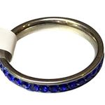 Fashion Ring Blue Rhinestone Infinity Band Size 6.75 Stainless Steel 17mm Photo 0