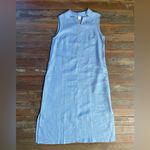 NWT Lintico 100% Linen Taylor Sleeveless Straight High Slit Maxi Dress Sz Med 🧡🎀 Blue Photo 9