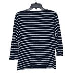LRL Lauren Jeans Co. Striped Henley Top Women Medium 3/4 Sleeve Front Button Blue Photo 8