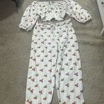 Anthropologie STUNNING Farm Rio Embroidered Flowers Crop Top and pant set XL EUC Photo 3