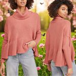 Free People  Layer Cake Cozy Pink Turtleneck Sweater Ruffle Cottagecore Size S Photo 1