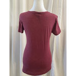 PINK - Victoria's Secret Women's  Short Sleeve Tee S Burgundy White Photo 1