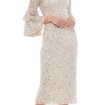 Mac Duggal  10802 Fully Sequined Ruffle Sleeve Sheath Dress Gown Midi 16 NEW Photo 0