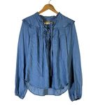 Maeve Anthropologie Cambray Ruffle Top Womens S Blue Boho Western Cottagecore Photo 1
