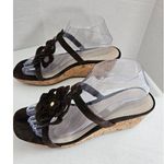 Nine West Brown Suede And Cork Thong Wedge Sandals Strappy With Flower Size 9 Photo 2