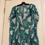 CPOKRTWSO Women's Tropical Leaf Chiffon Swimsuit Cover Up Pom Pom Trim L/XL Size L Photo 4