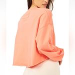 Free People NWT  Denver Crop Tee Orange Coral Pullover Long Sleeve Top Size Small Photo 1