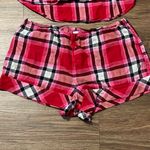 Victoria's Secret Victoria’s Secret Plaid Short Sleeve Shorts Pajama Set Red Pink White Black XL Photo 3
