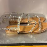 Steve Madden  Tan and Silver Sandals with Rhinestone Embellishments​ Photo 1