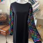 SheIn black Dress with colorful sequin long sleeves in size M Photo 2
