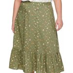 SO  Olive Floral Button Front High Low Midi Skirt Size Large Photo 0