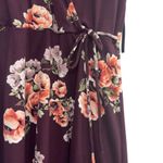 Fortune + Ivy Woman's  Burgundy Floral Faux Wrap Brushed Knit Dress, Large Photo 2