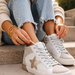 Vintage Havana Bishop High Top Sneakers White & Gold Star Women’s Size 7 Photo 0