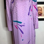 Vintage 80s Flora Kung Sheath Dress Purple‎ Silk Retro Glam Puff Shoulder Purple Size 8 Photo 0
